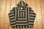 Vintage 1990s Sunspecs Baja Striped Knit Poncho Blanket Hoodie