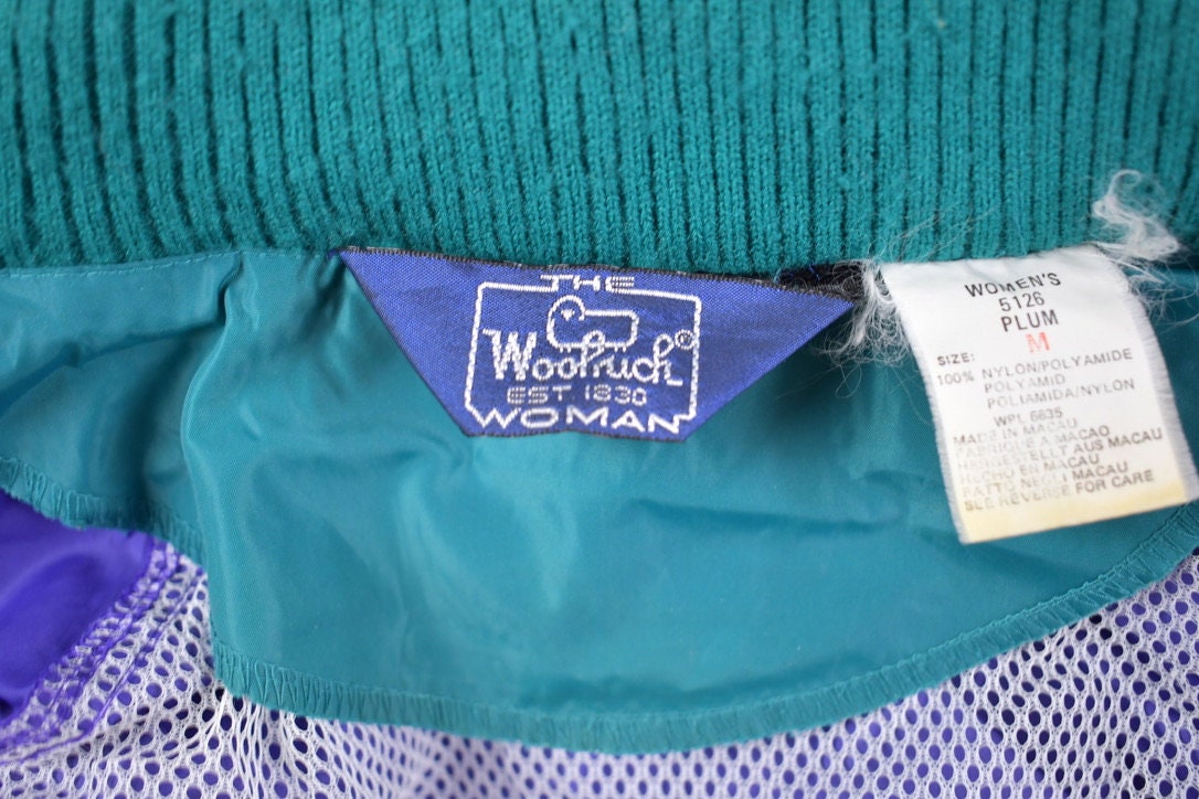Vintage 1980s Woolrich Womens Purple Full Length Button Raincoat