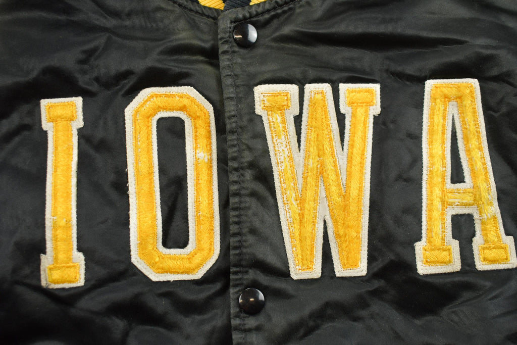 Vintage 1990s Iowa Hawkeyes NCAA Collegiate Satin Bomber Jacket
