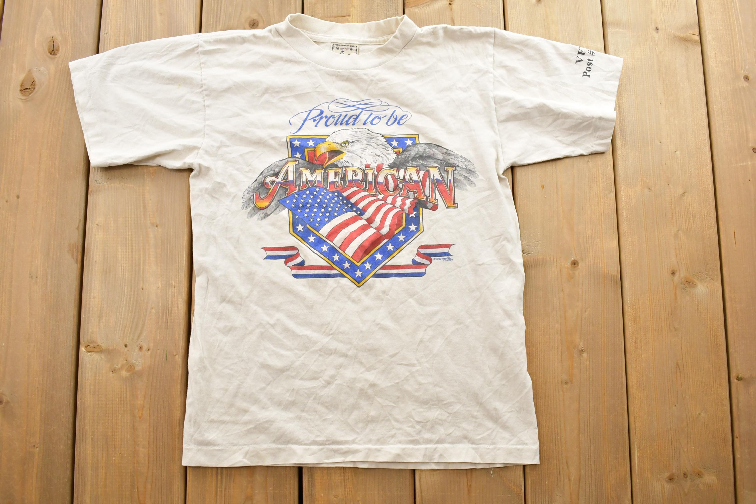 Vintage 1997 Proud To Be American Eagle And American Flag Souvenir T-Shirt