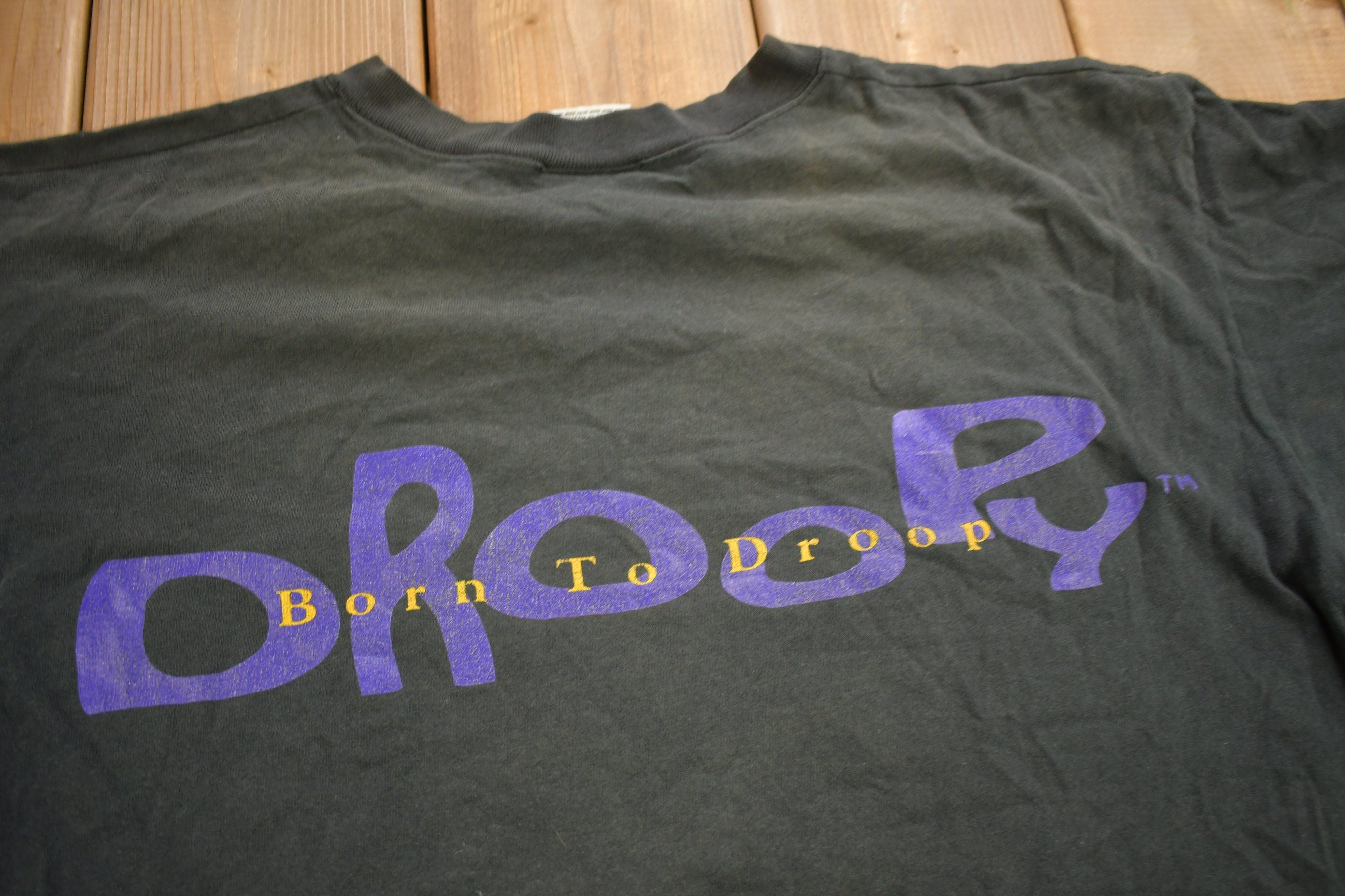 Vintage 1990s Droopy Born To Droop Cartoon T-Shirt