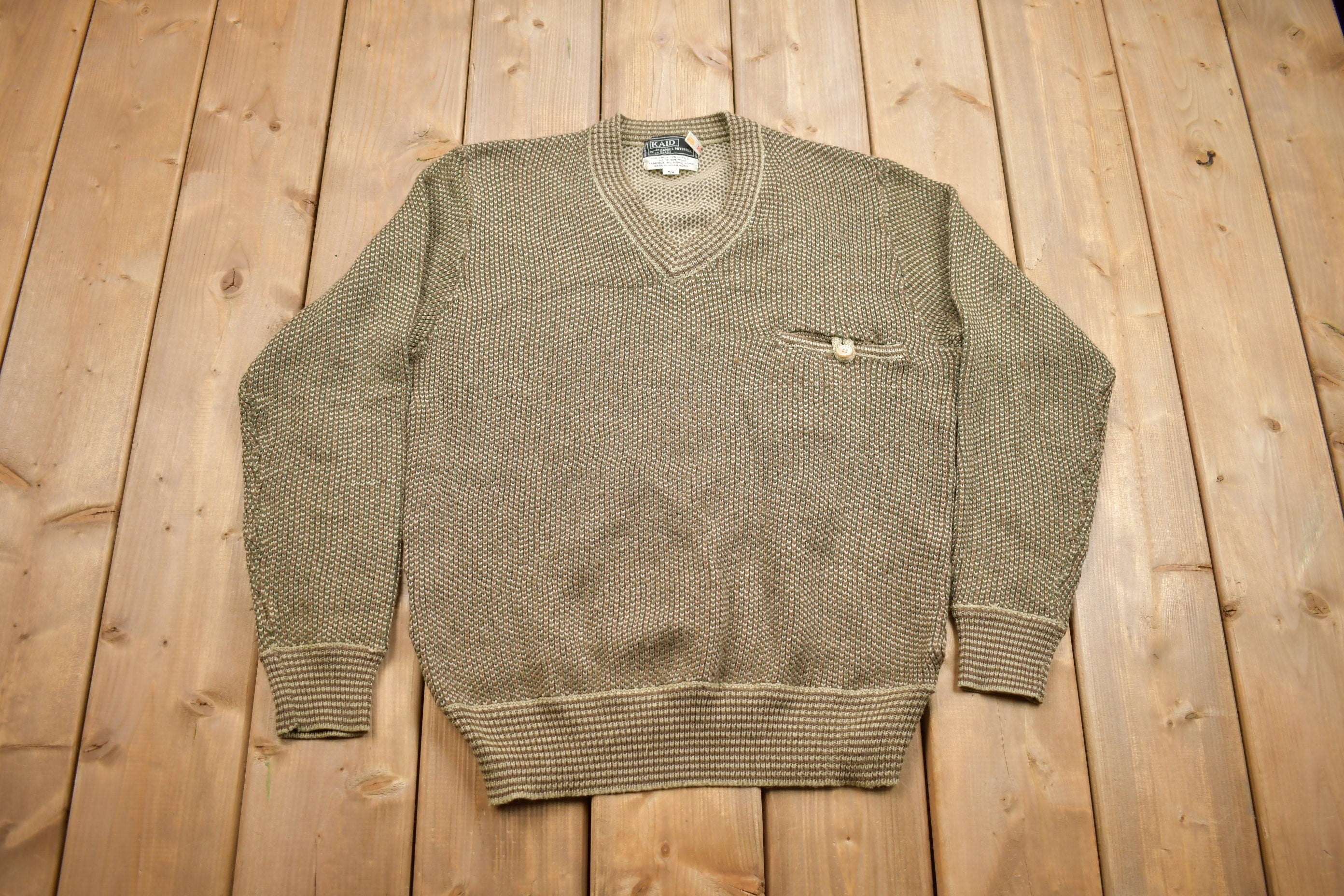Vintage 1980s Kaid Daniel Mitchell Wool Knit Sweater