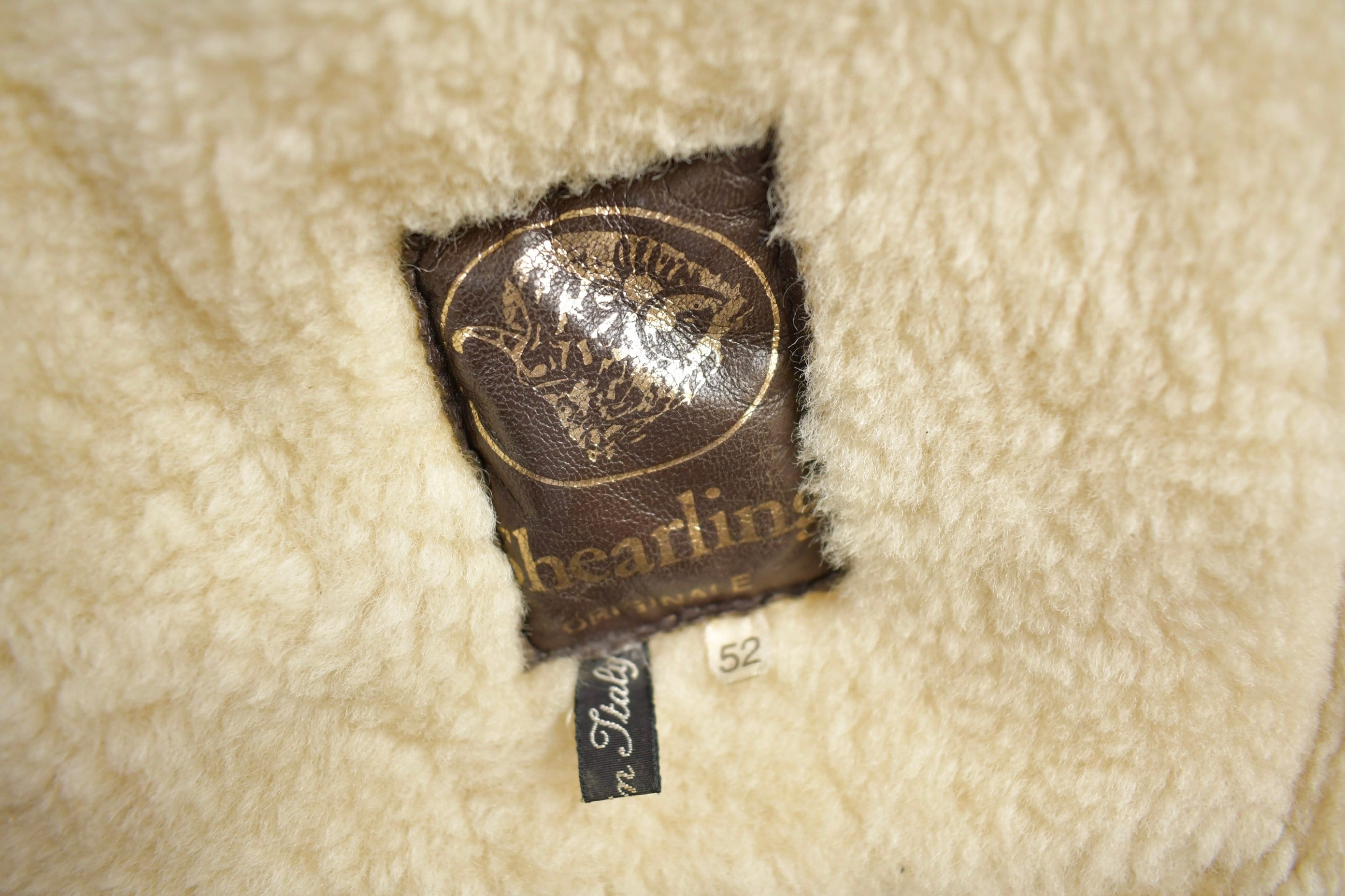 Vintage 1980s Shearling Leather Coat Size 52