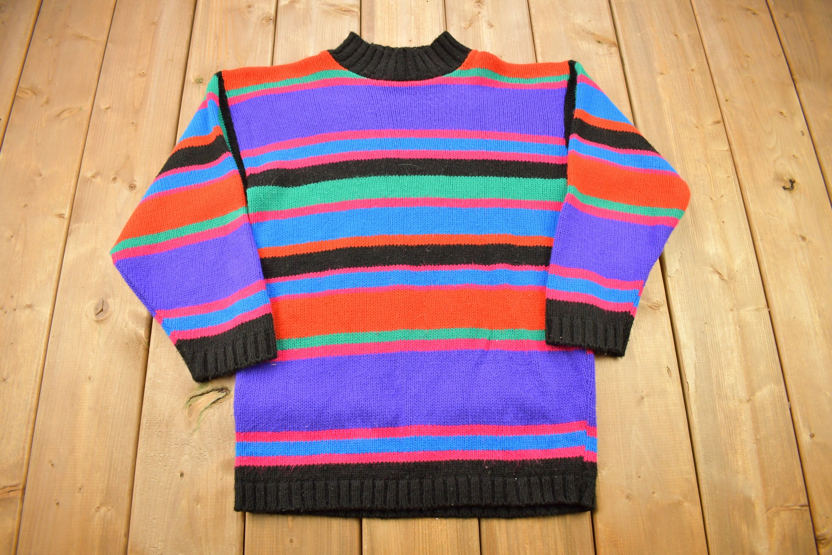 Vintage 1990s Croquet Club Funky Color Block Knitted Sweater