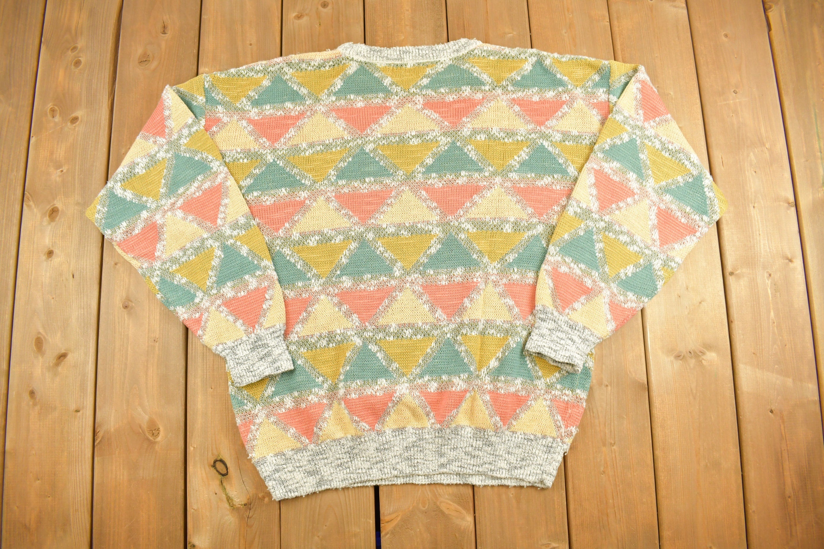Vintage 1990s The Men's Store Abstract Knitted Sweater 90s Crewneck
