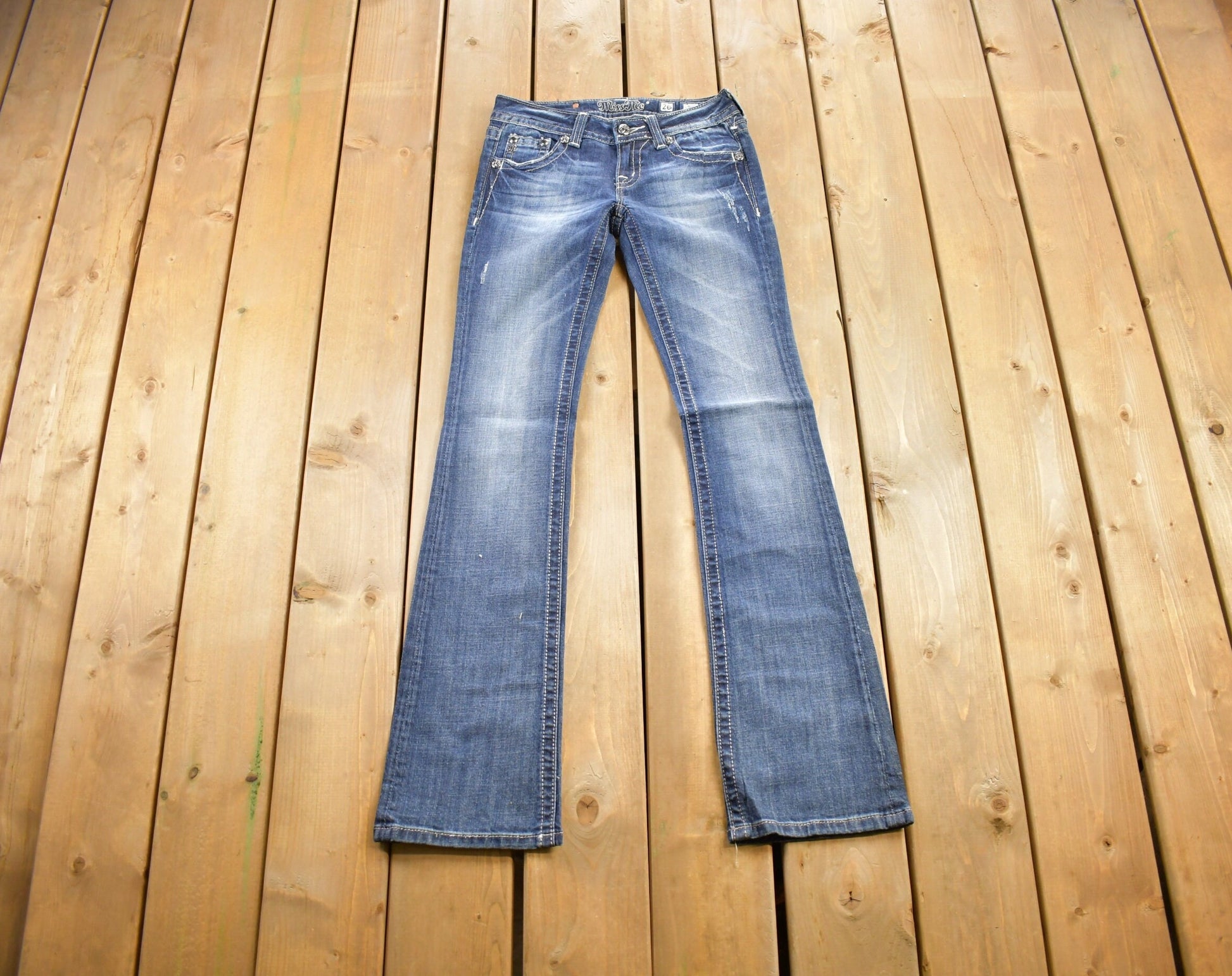 Vintage Y2K Miss Me Bedazzled Low Rise Jeans Size 26x32