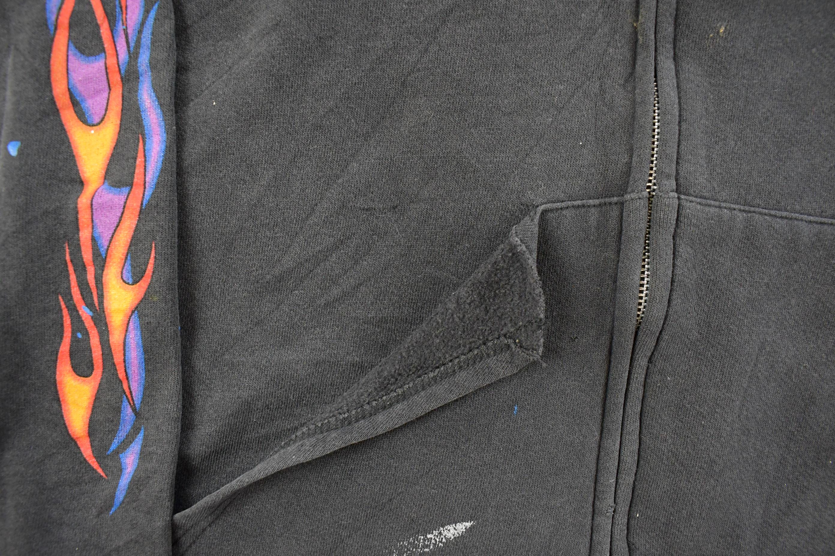 Vintage 1990s Distressed Harley Davidson Graphic Full Zip Hoodie Men's XL  90s Hoodie  Vintage Sweatshirt  Biker Motorcycle  90s Harley