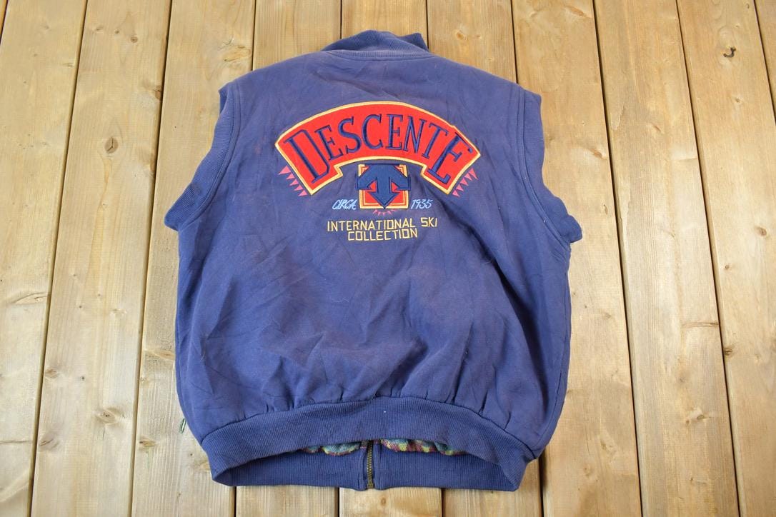 Vintage 1990s Descente Ski Collection Fleece Sweater Vest  Outdoorsman  90s Sweater  Streetwear  Hiking  Fleece Zip up
