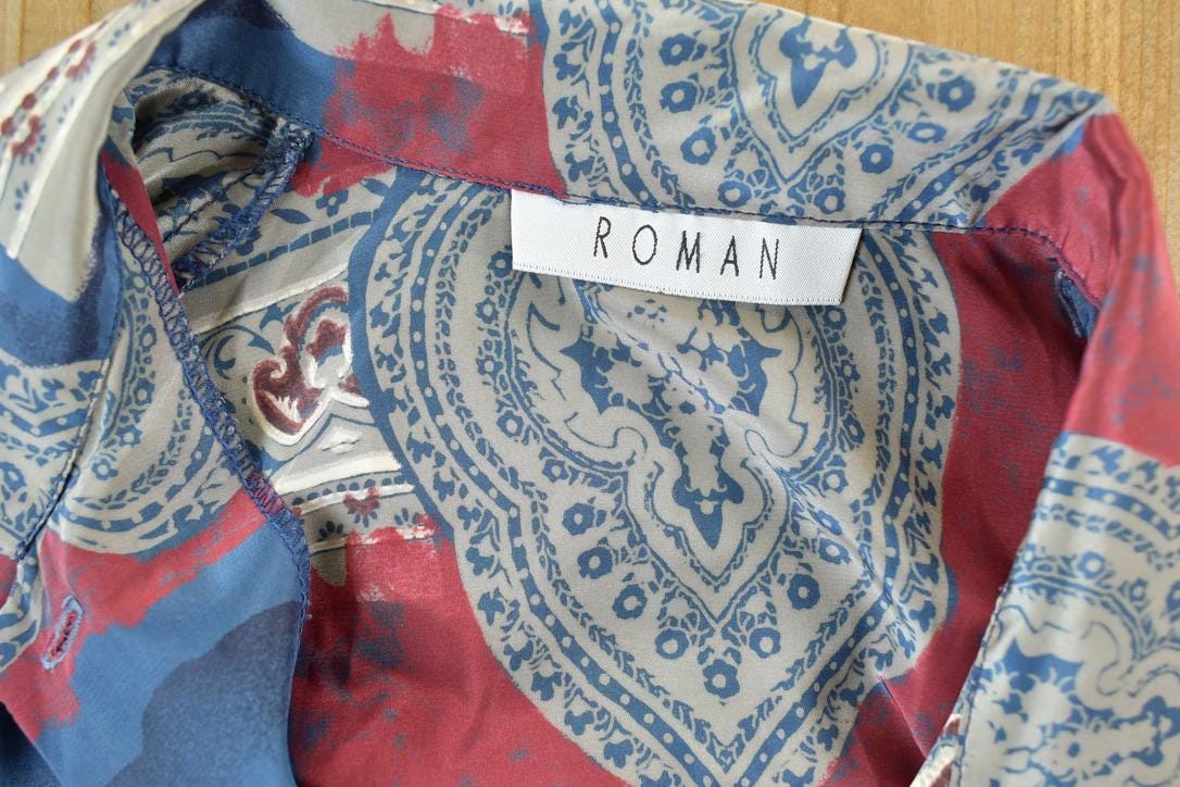 Vintage 1990s Roman Abstract Button Up Silk Shirt