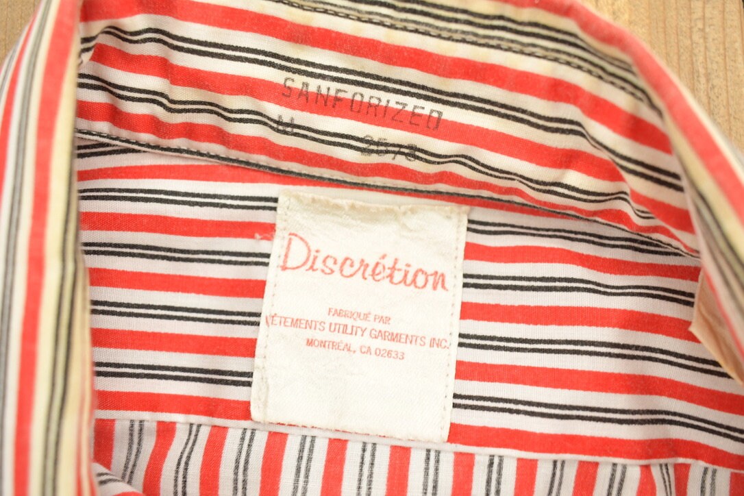 Vintage 1990s Famous Players Striped Button Up Shirt / 1990s Button Up / Vintage Dress Shirt / Striped Button Up / Discretion Button Up