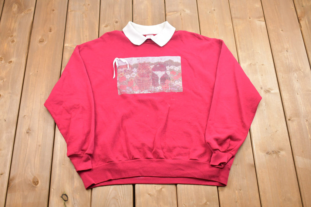 Vintage 1990s Cute Kittens Collared Crewneck Sweatshirt