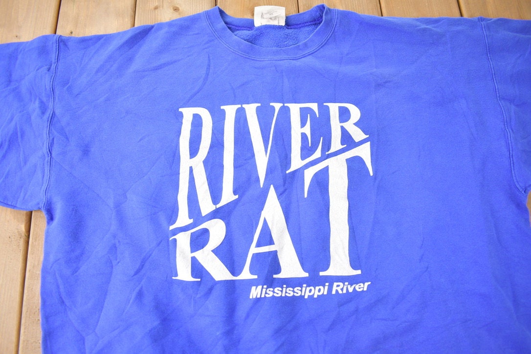 Vintage 1990s River Rat Mississippi River Crewneck Sweatshirt Size 2XL