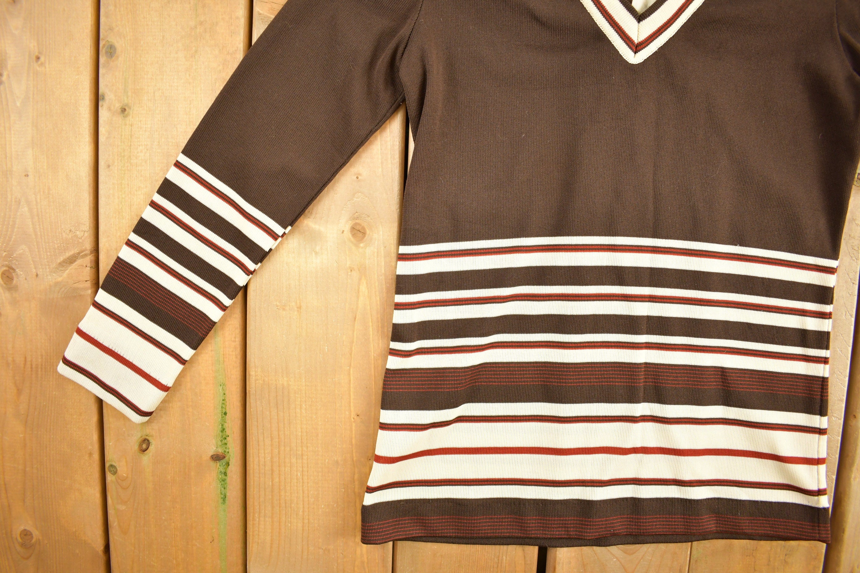 Vintage 1980s Striped Quarter Zip Crewneck Sweatshirt
