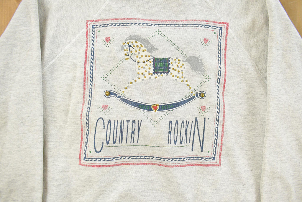 Vintage 1990s Country Rockin Crewneck Sweatshirt Men's Small