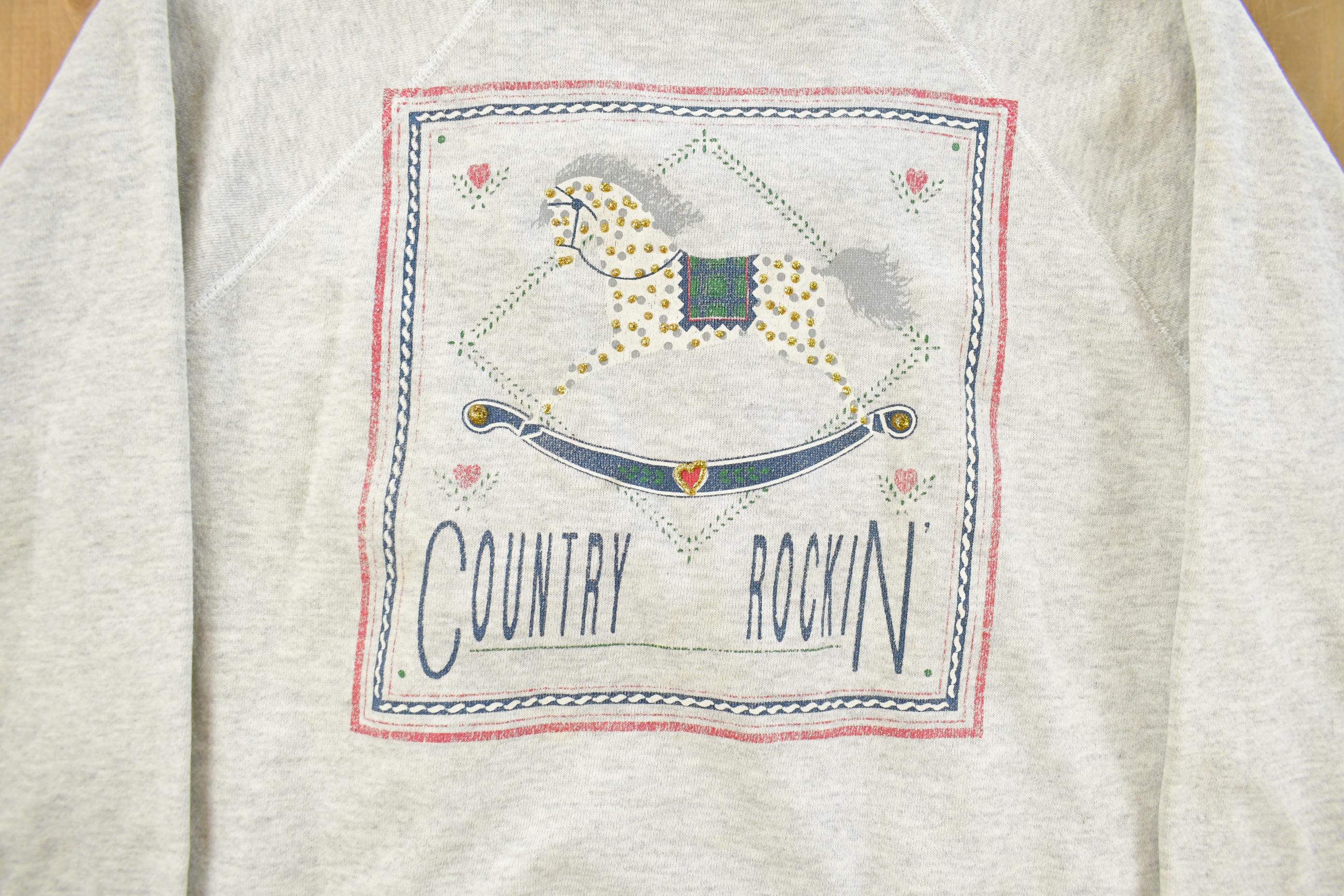 Vintage 1990s Country Rockin Crewneck Sweatshirt Men's Small