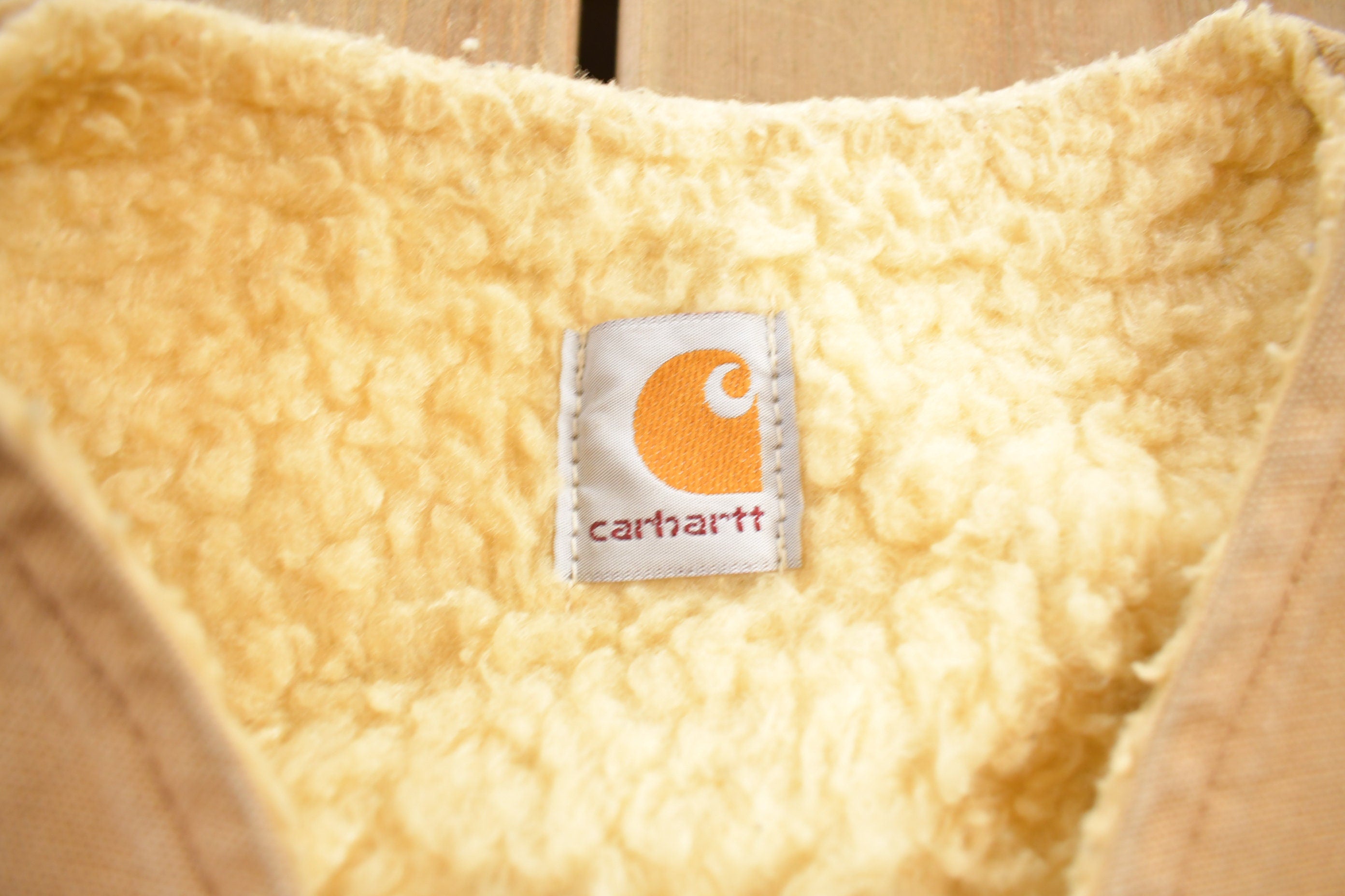 Vintage 1980s Carhartt Sherpa Lined Beige Work Vest