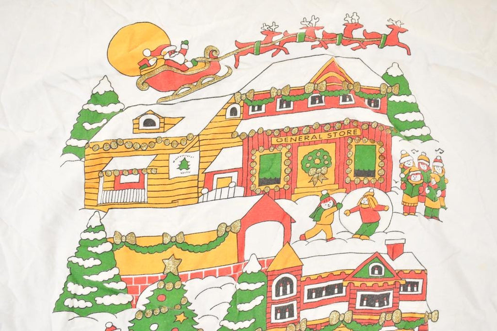 Vintage 1990's Santa And Reindeers North Pole Christmas Crewneck T Shirt Men's XL