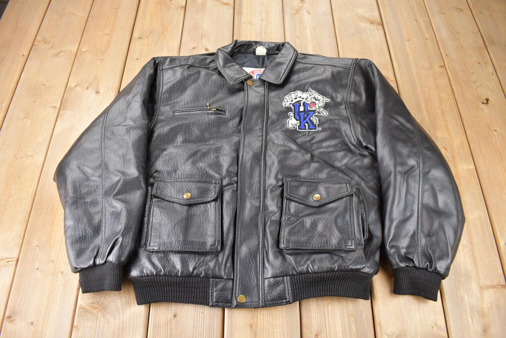 Vintage 1990s University of Kentucky Wildcats Collegiate Football NCAA Leather Jacket Size Women's Large