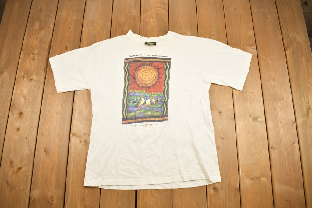 Vintage 1990s New Zealand Summer Coastline Souvenir T Shirt