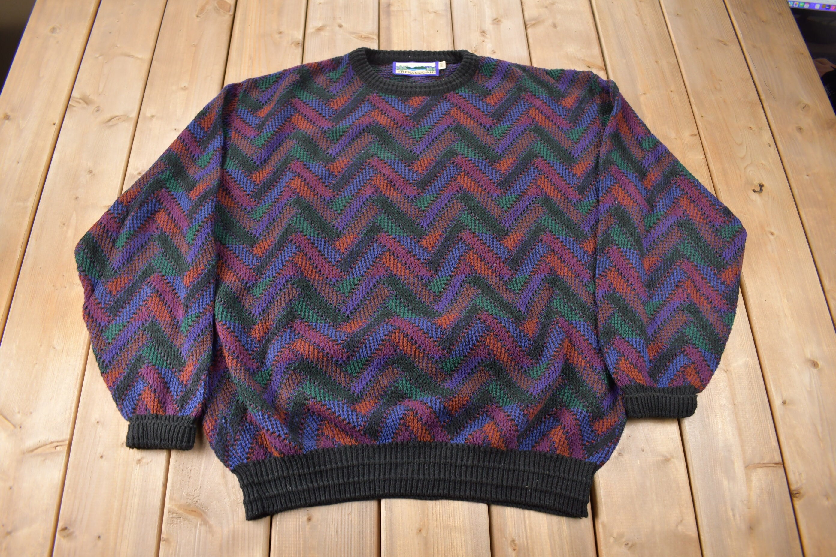 Vintage 1990s Shenandoah Abstract Knit Crewneck Sweater Size XXLT