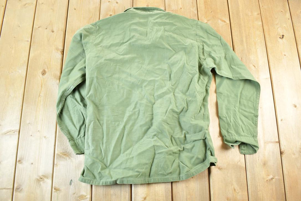 Vintage 1970s Military Button Up Shirt Mens L