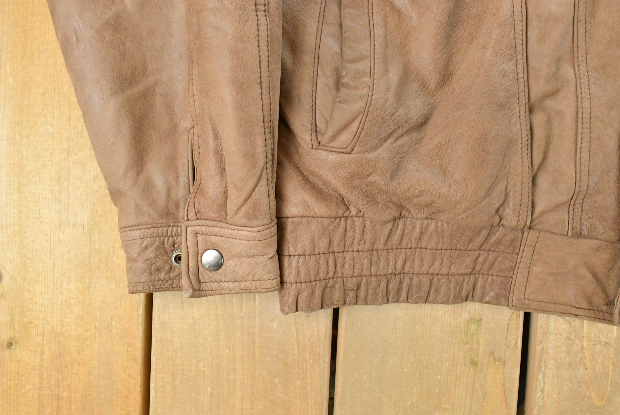 Vintage 1990s Tip Top Tailors Leather Bomber Flight Jacket Men's Large