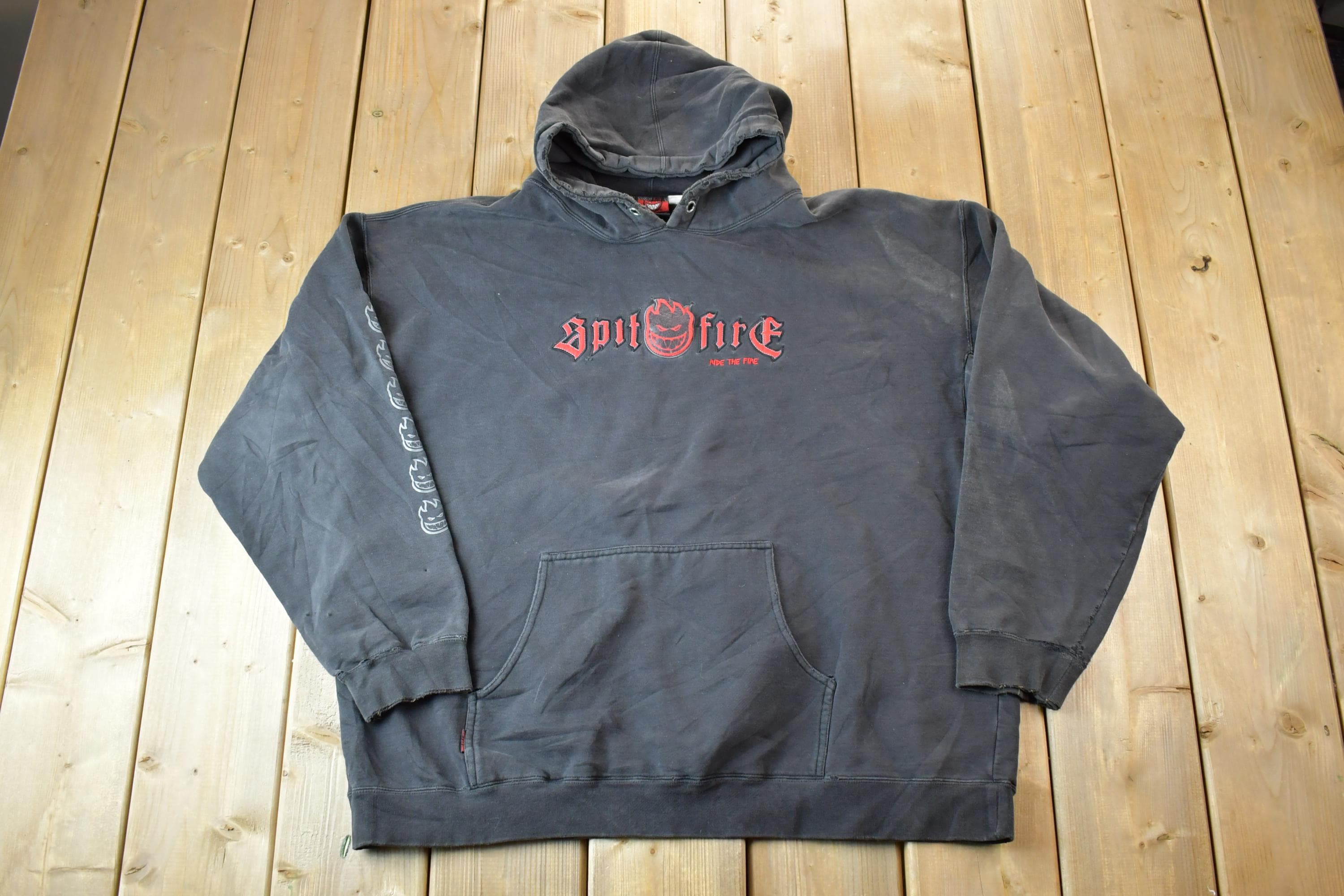 Vintage 1990s Spitfire Wheels Hoodie Skateboarding Sweatshirt