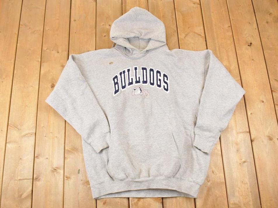 Vintage 1990s Bulldogs Embroidered University Hoodie Sweater Mens XL
