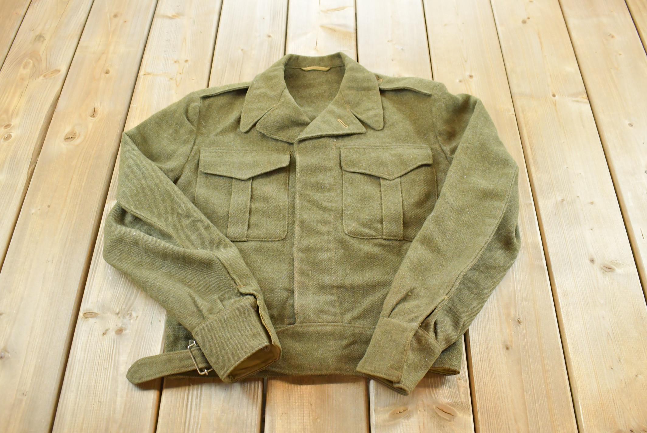 Vintage 1947 Military Battle Dress Button Up Wool Jacket Mens M