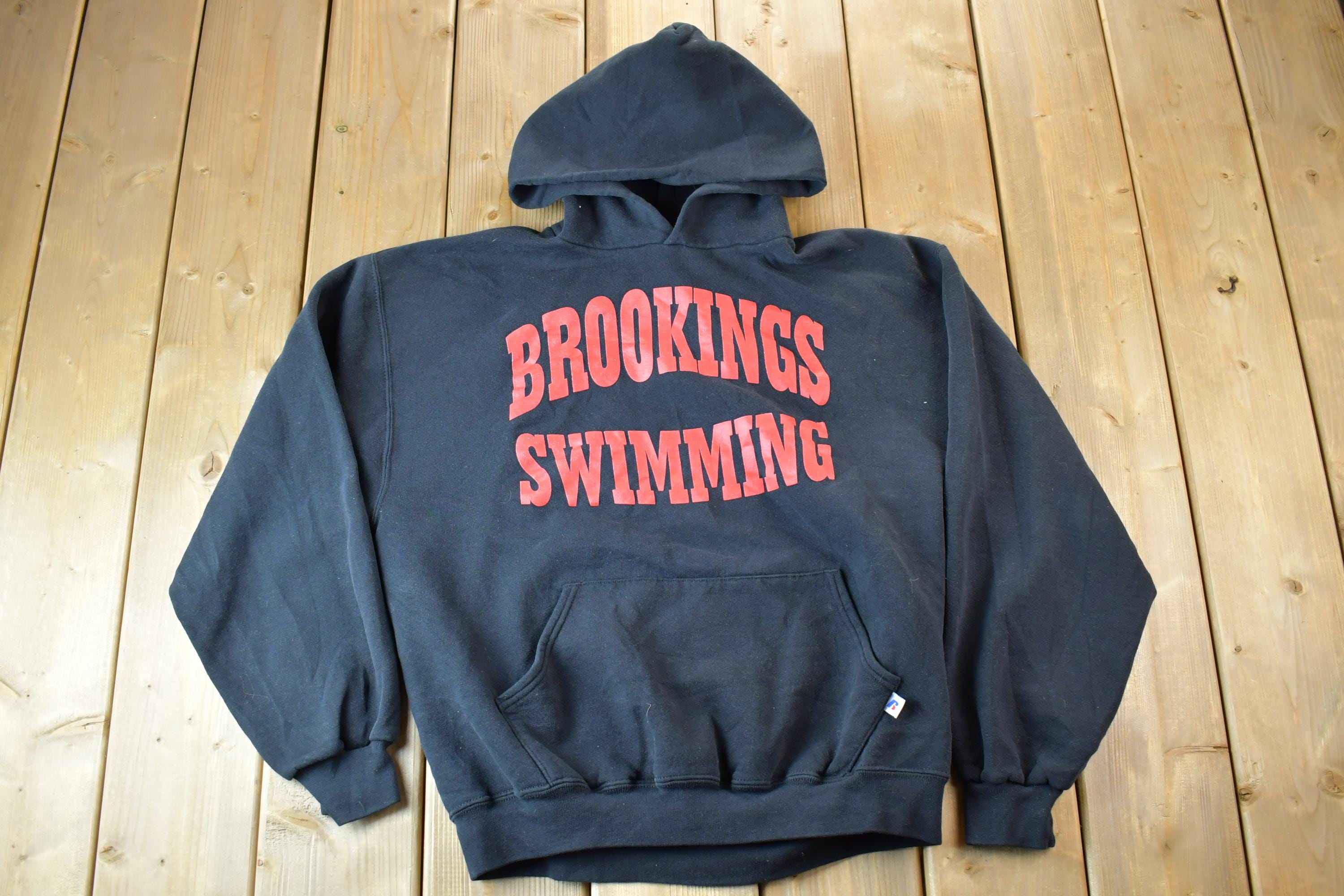 Vintage 1990s Russell Brookings Swimming Hoodie Sweatshirt