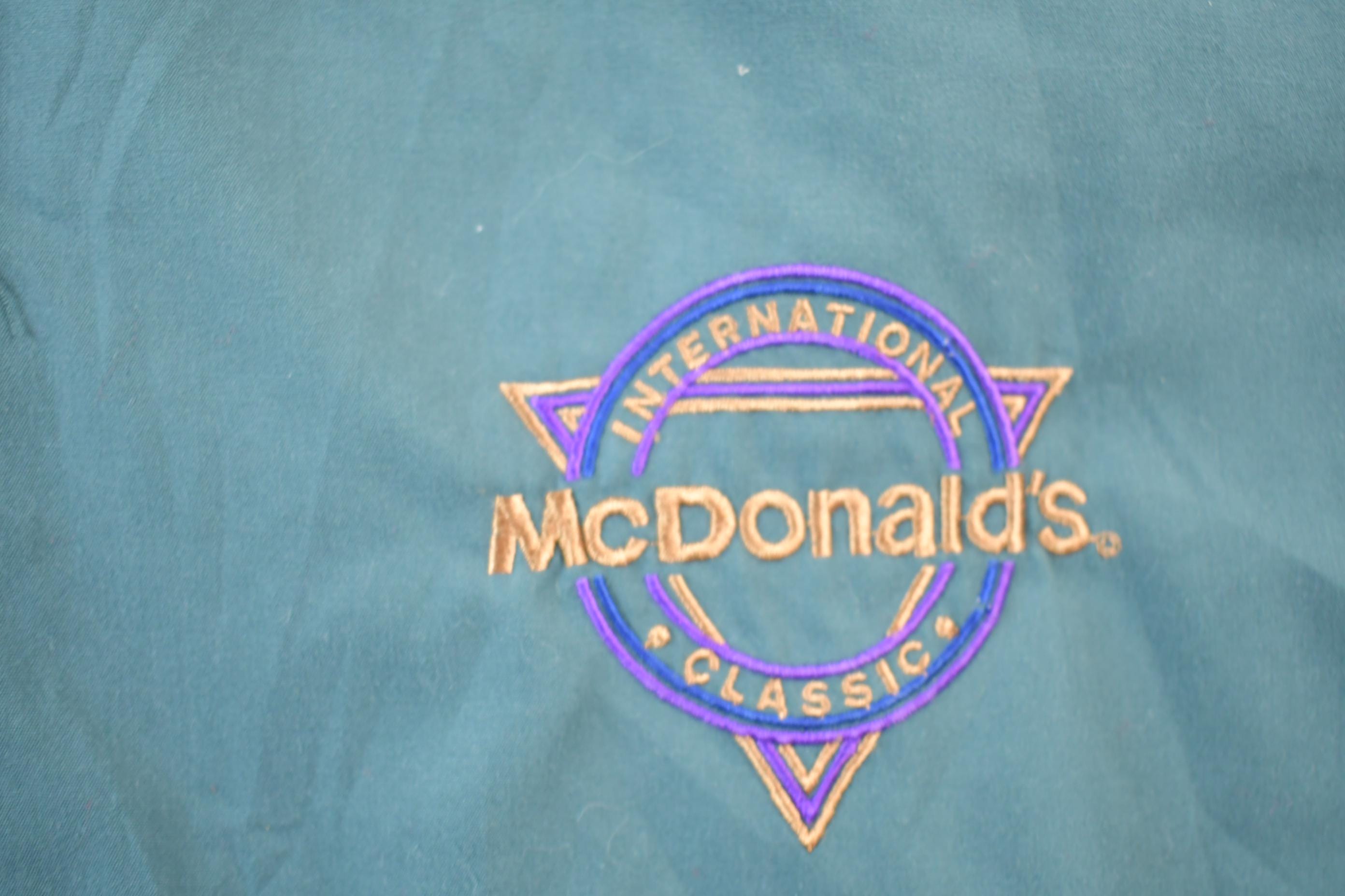 Vintage 1980s Mc Donalds Bomber Jacket  Embroidered  80s Varsity  Zip Up  Made In USA  Hilton Jacket  Mcdonalds  80s Mcdonalds  90s