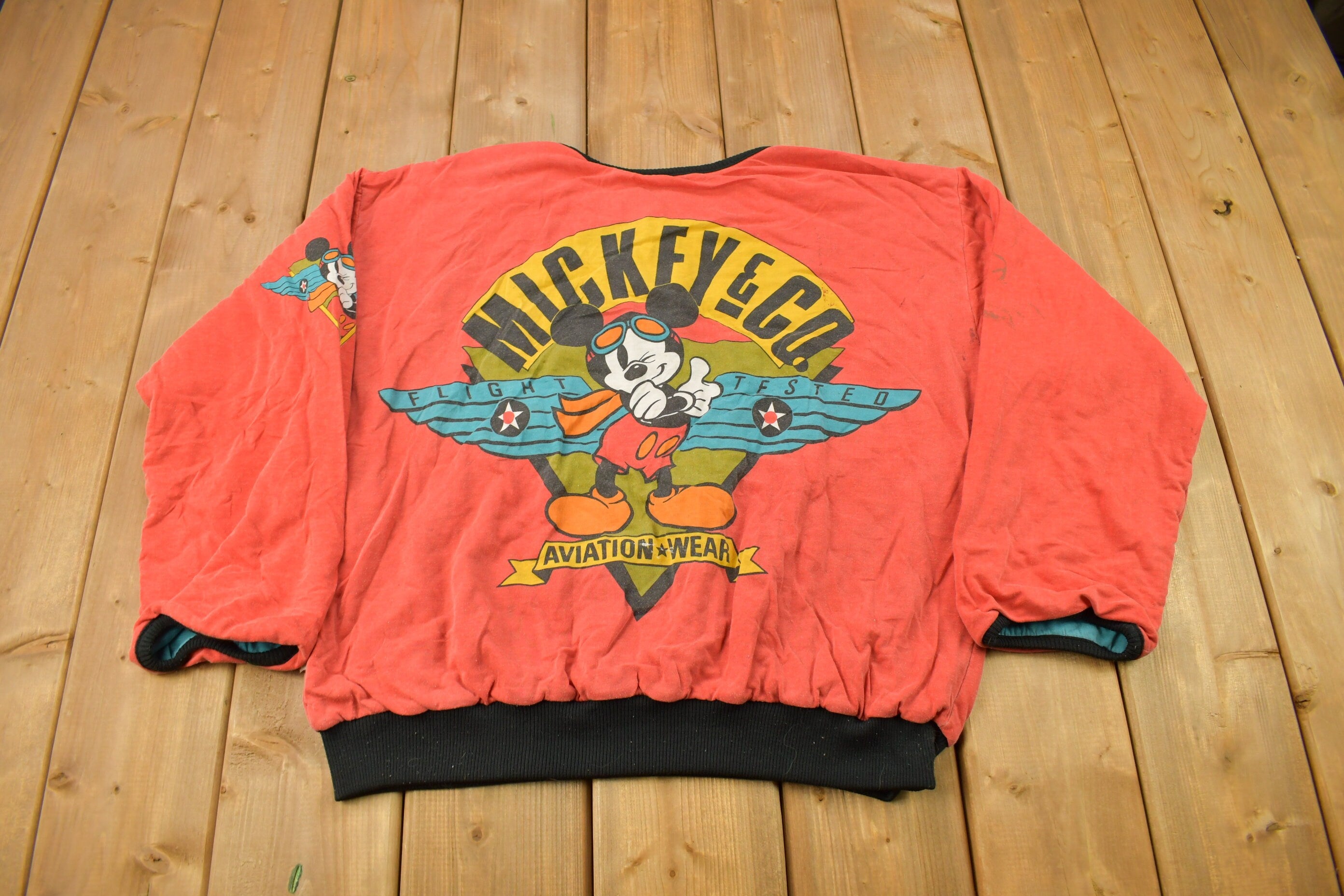 Vintage 1980s Mickey Mouse Reversible All Over Print Disney Crewneck