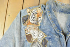 Vintage 1980s Studded Tigers and Leopards Jean Jacket Made In USA
