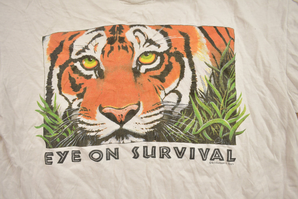 Vintage 1990s Eye On Survival Tiger Graphic T-Shirt