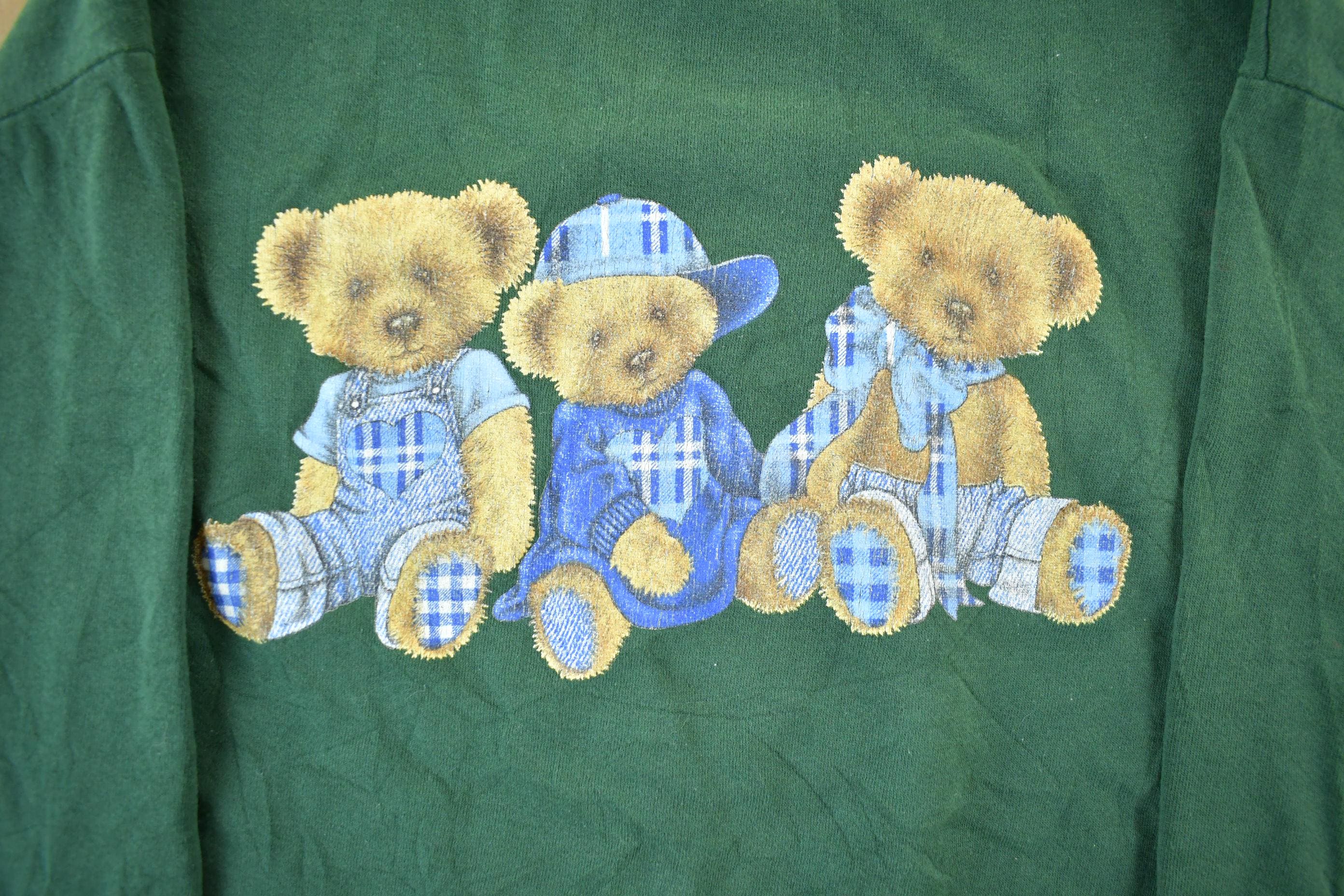 Vintage 1990s Cute Teddy Bear Theme Crewneck Sweater Adult Large