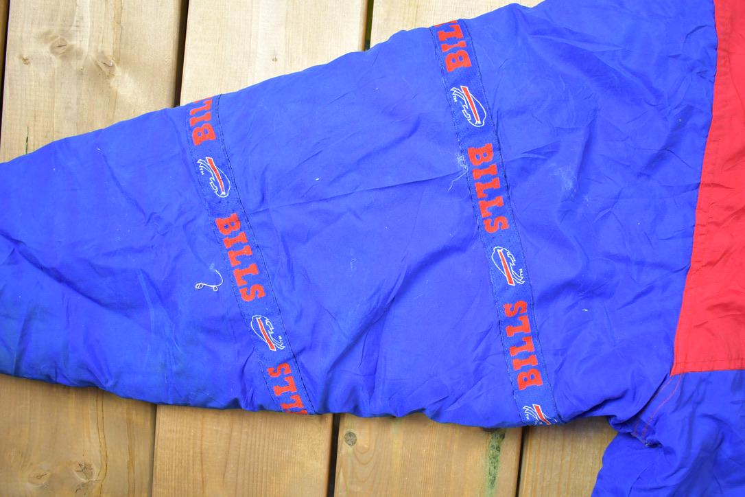 Vintage 1994 Buffalo Bills Team NFL Triple Fat Goose Quarter Zip Hooded Pullover NFL Football Jacket