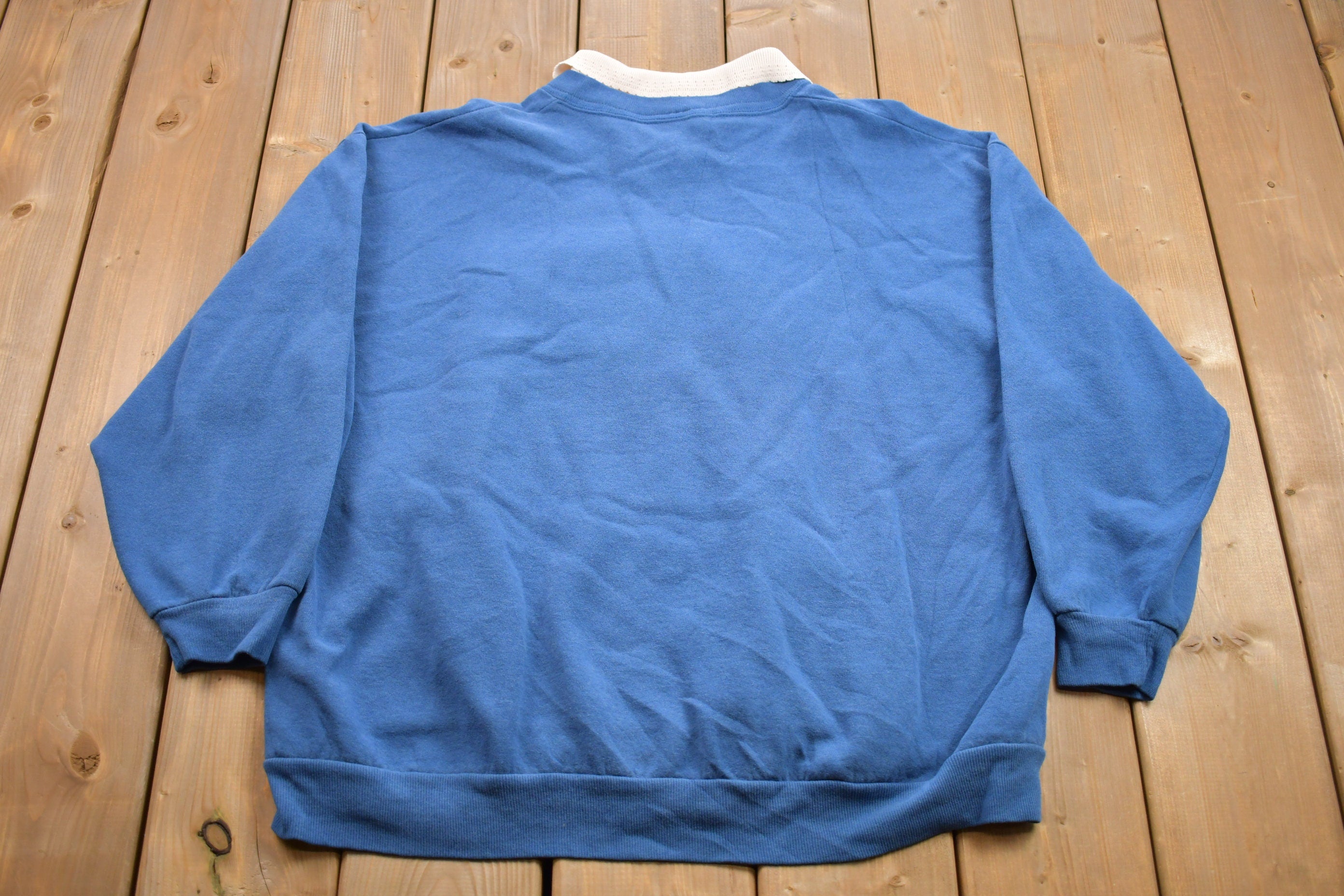 Vintage 1990s Cute Grandparent Embroidered Collared Sweater