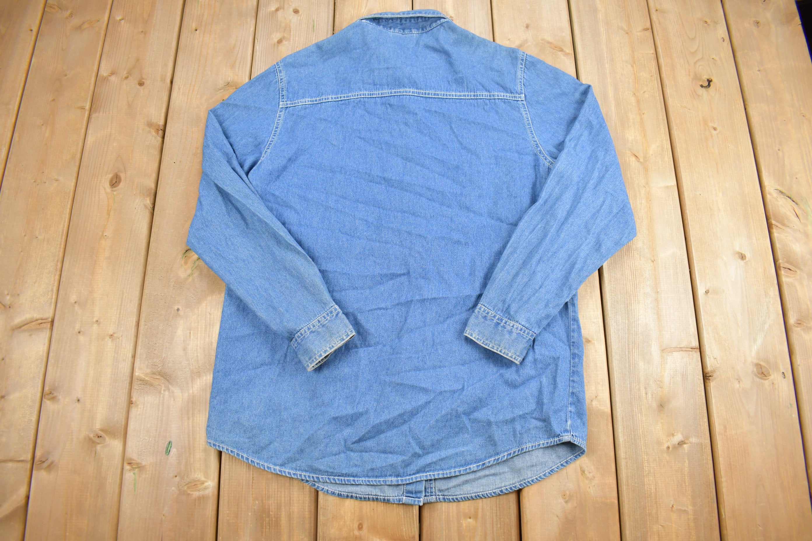 Vintage 1990s Bobbie Brooks Cute Denim Embroidered Button Up Shirt