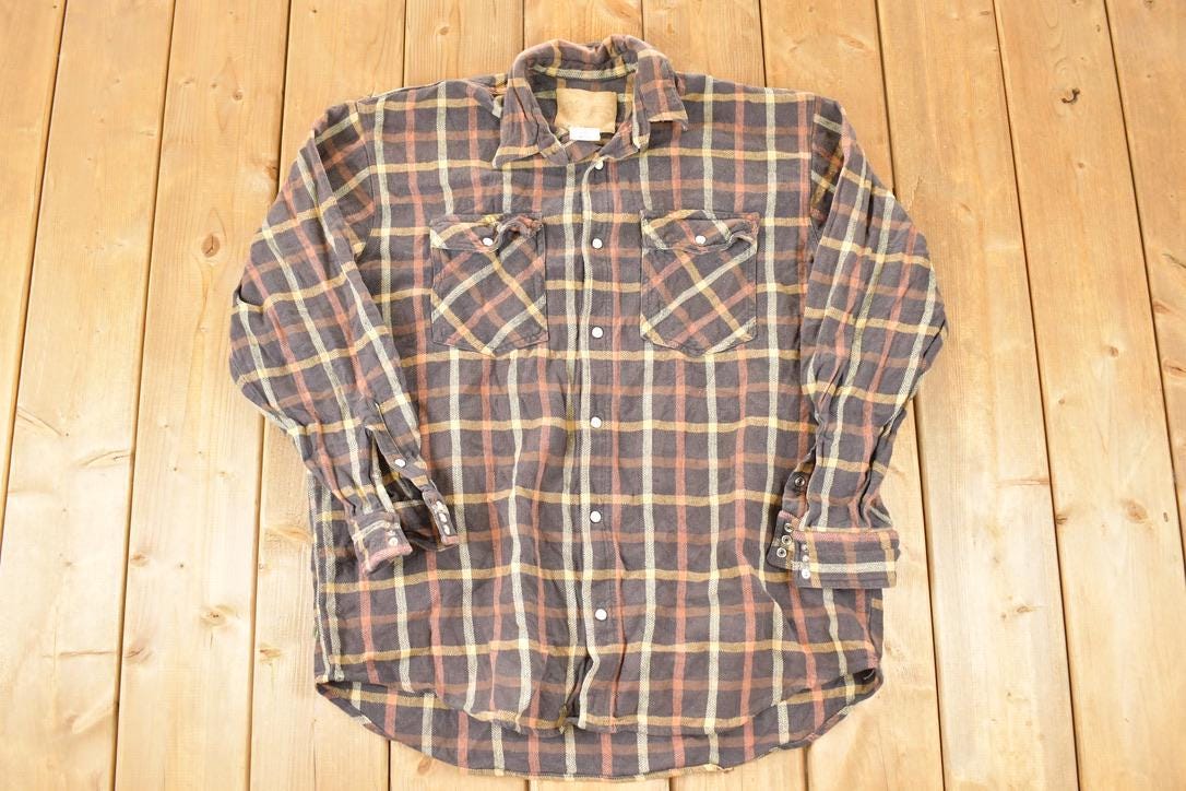 Vintage 1990s Fillon Forrest Western Style Plaid Button Up Shirt Men's XL
