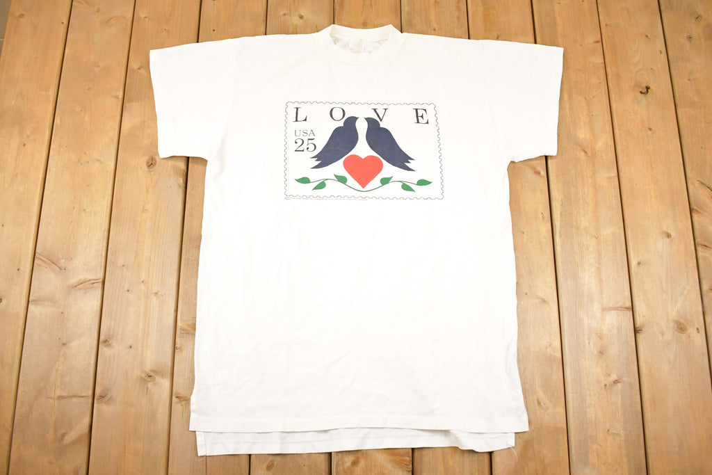 Vintage 1990s Love Birds Text Logo Souvenir Travel T-Shirt Women's XL