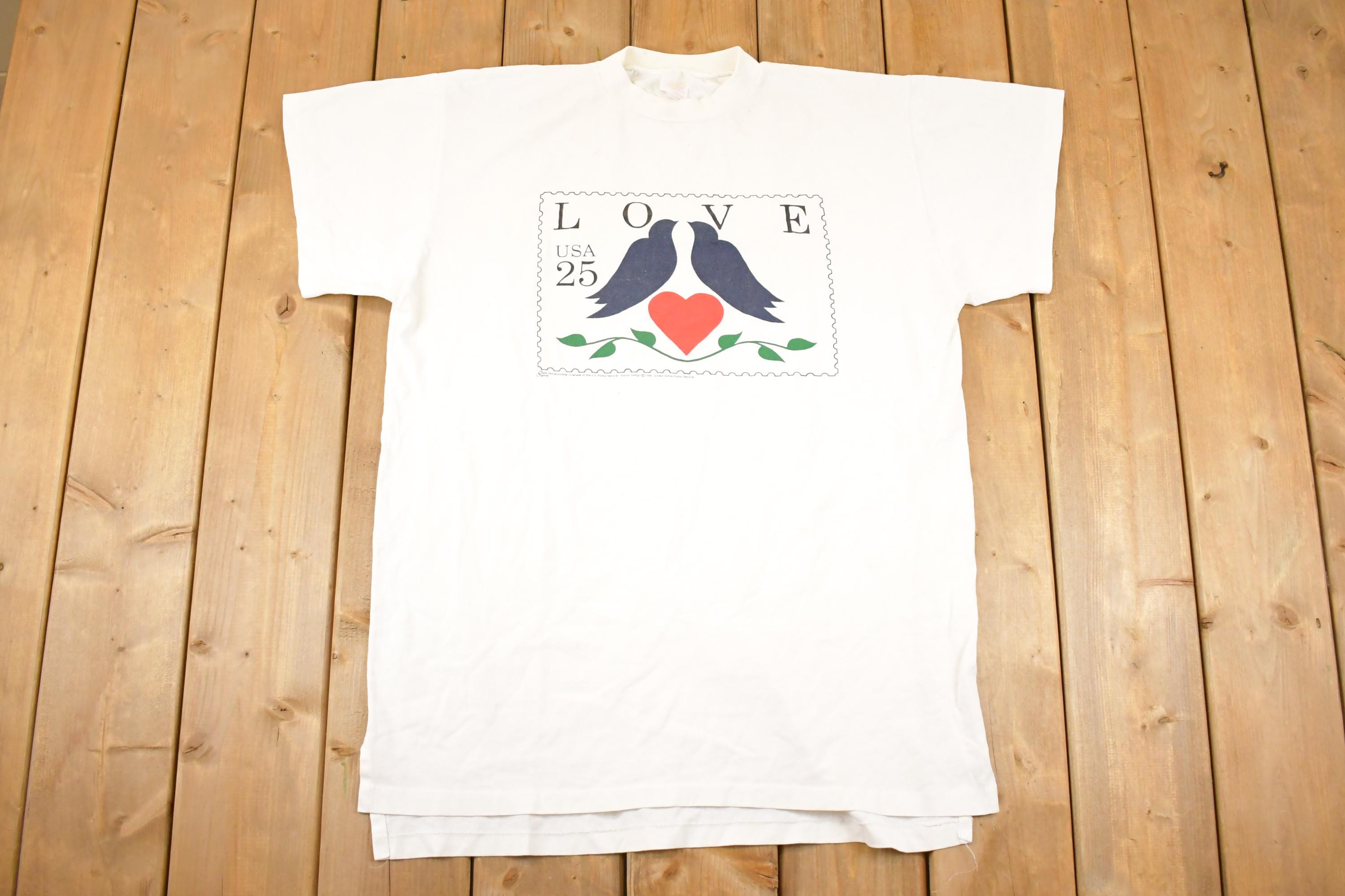 Vintage 1990s Love Birds Text Logo Souvenir Travel T-Shirt Women's XL