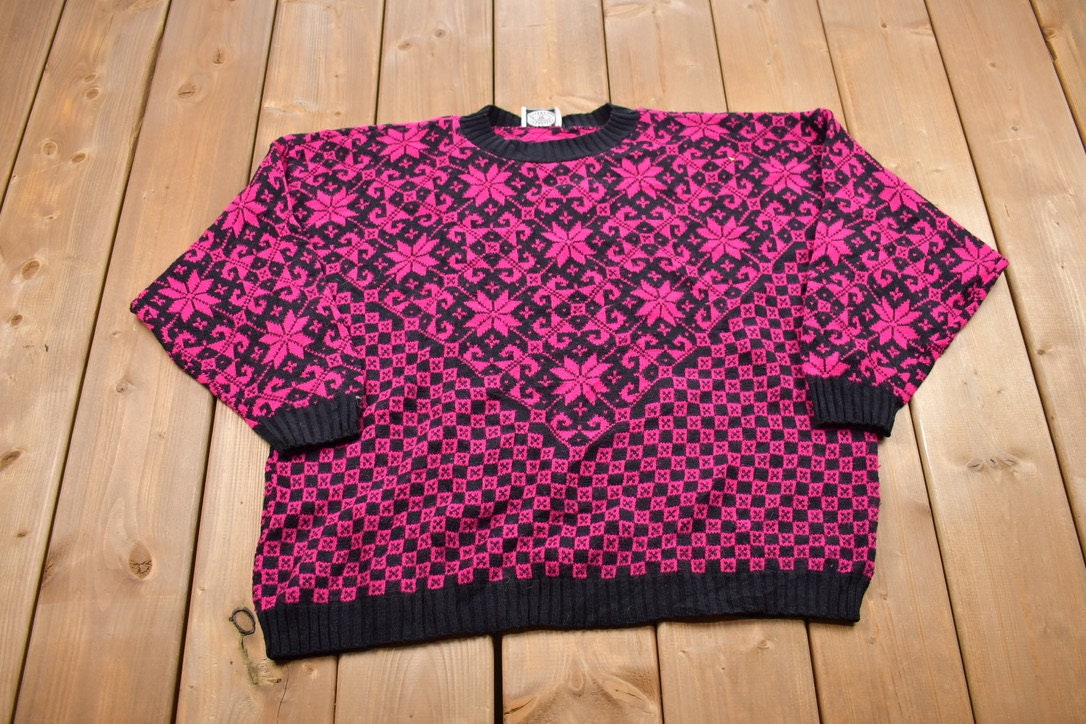 Vintage 1990s Monogram Knitted Crewneck Sweater