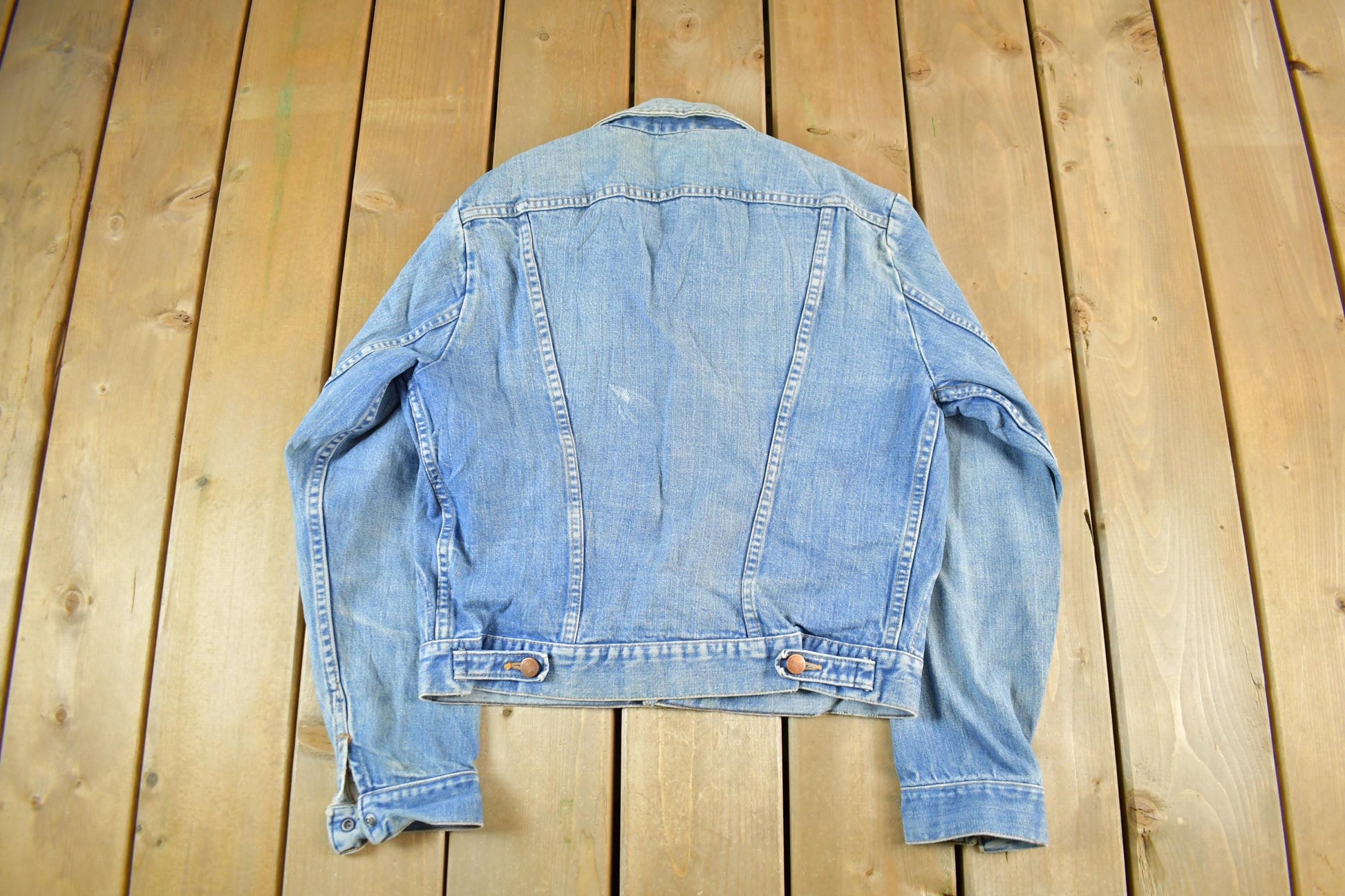 Vintage 1970s Wrangler Workwear Distressed Denim Trucker Jean Jacket XS-S