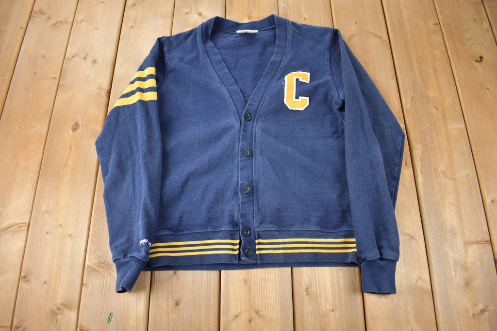 Vintage 1990s Collegiate Style Barbarian Rugby Wear Cardigan Sweatshirt Made In Canada