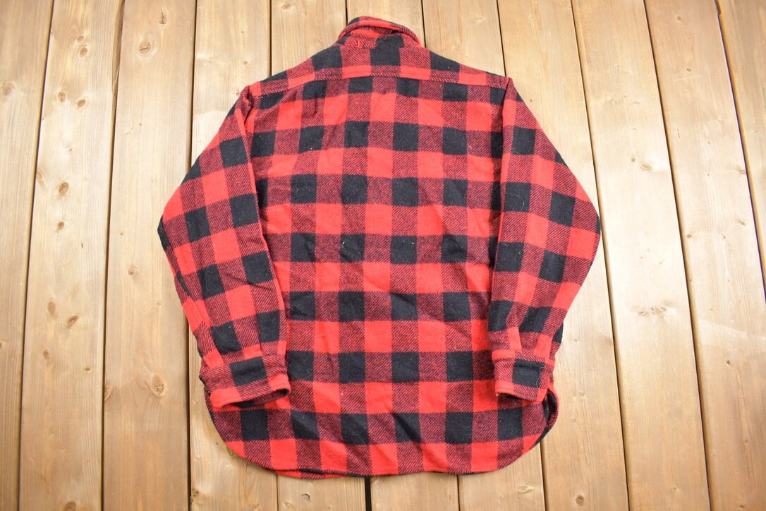 Vintage 1970s Pilgrim Buffalo Plaid Button Up Shirt / 1970s Button Up / Vintage Flannel / True Vintage