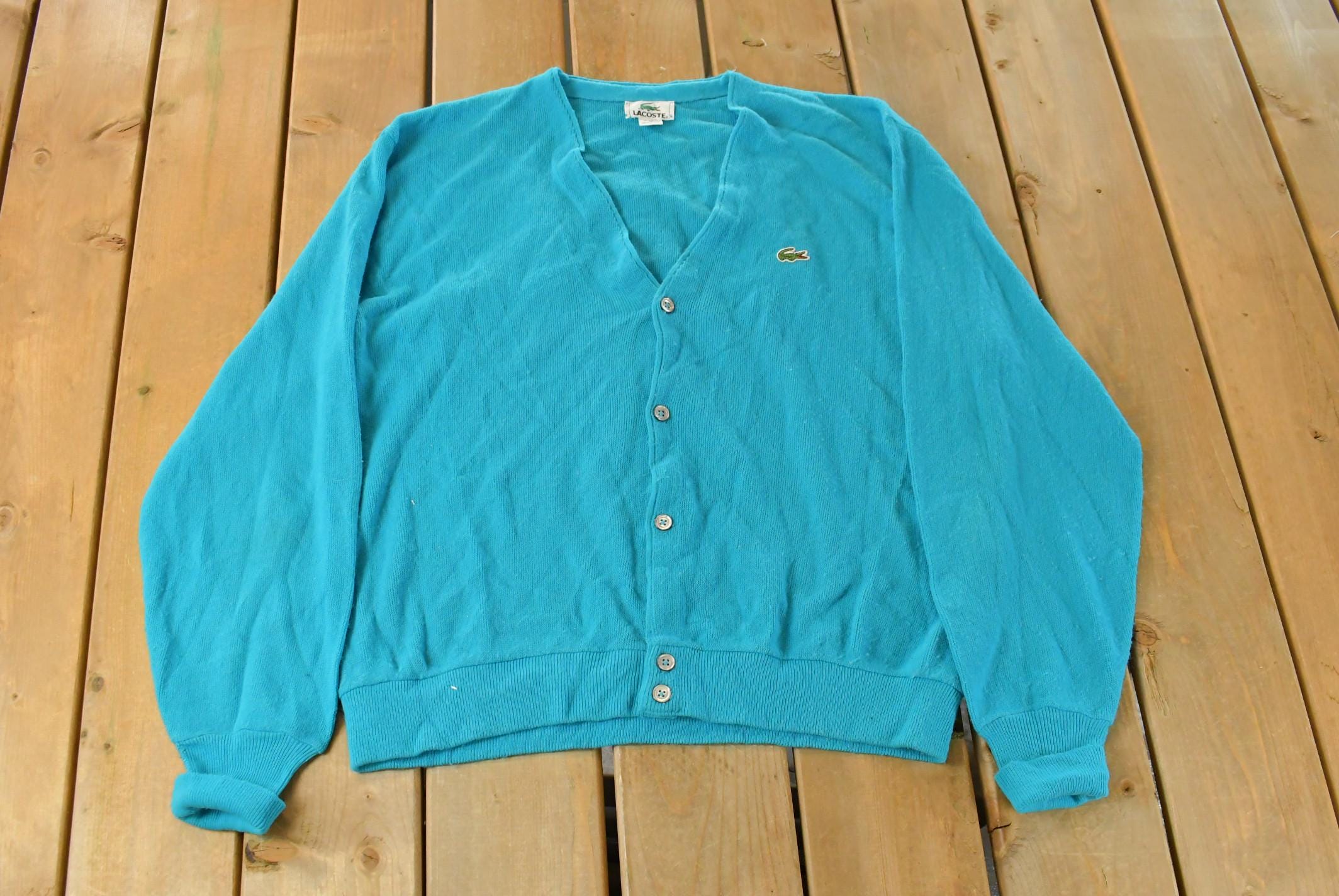 Vintage 1980s Izod Lacoste Knit Cardigan Sweater Men's XL