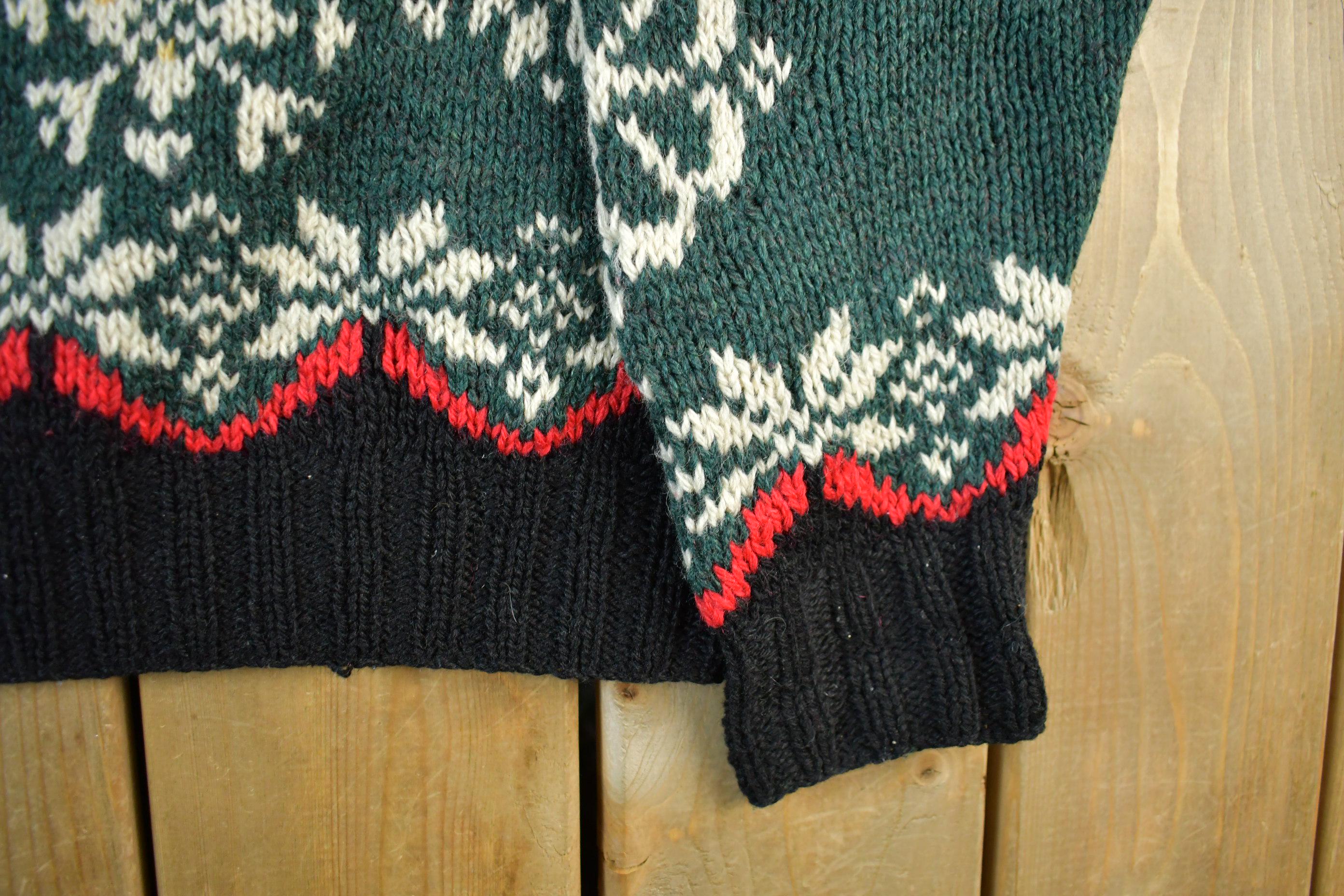 Vintage 1990s Collectif Hand Knit Abstract Pattern Wool Crewneck Sweater Adult Large