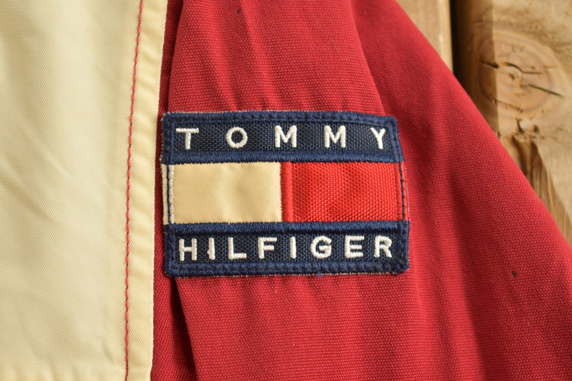 Vintage 1990s Tommy Hilfiger Flag Patch Color Block Windbreaker Jacket