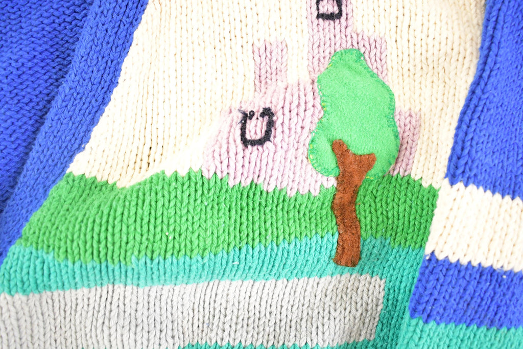 Vintage 1990s Hand Made Landscape Cardigan Knit Sweater Women's M