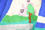 Vintage 1990s Hand Made Landscape Cardigan Knit Sweater Women's M